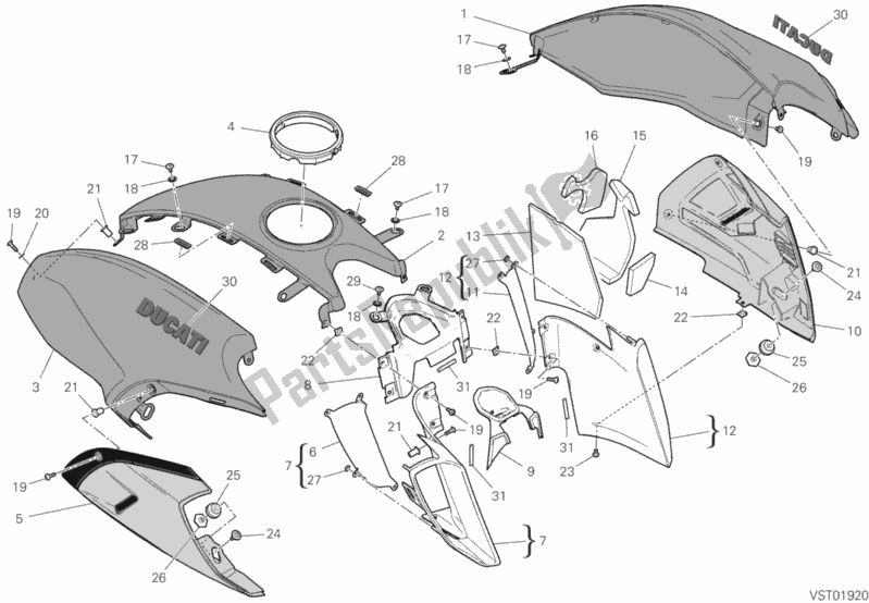All parts for the 36b - Fairing of the Ducati Diavel 1260 Thailand 2020